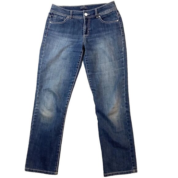 Bandolino Mandie Missy Straight Leg Mid Rise Stretch Denim Jeans Womens Size 6 - Picture 1 of 9